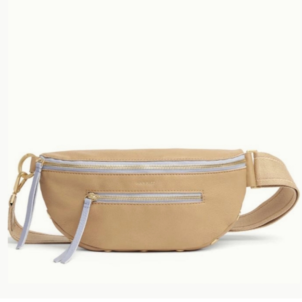 New Hammitt Charles Crossbody Belt Bag Garden Party Brushed Gold Blue Med